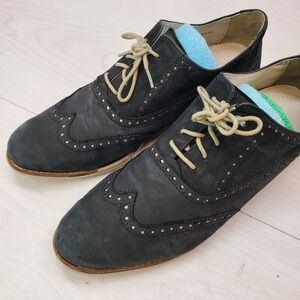 Cole Haan Mens Navy Blue Nubuck Wingtip Oxford Shoes 9.5 B Preppy Smart‎ Casual